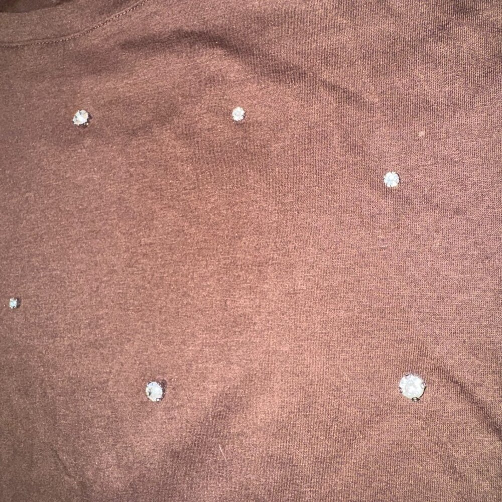 Gilded Intent Brown Rhinestone Bling Short Sleeve Tshirt - One Size Y2K - Picture 4 of 10